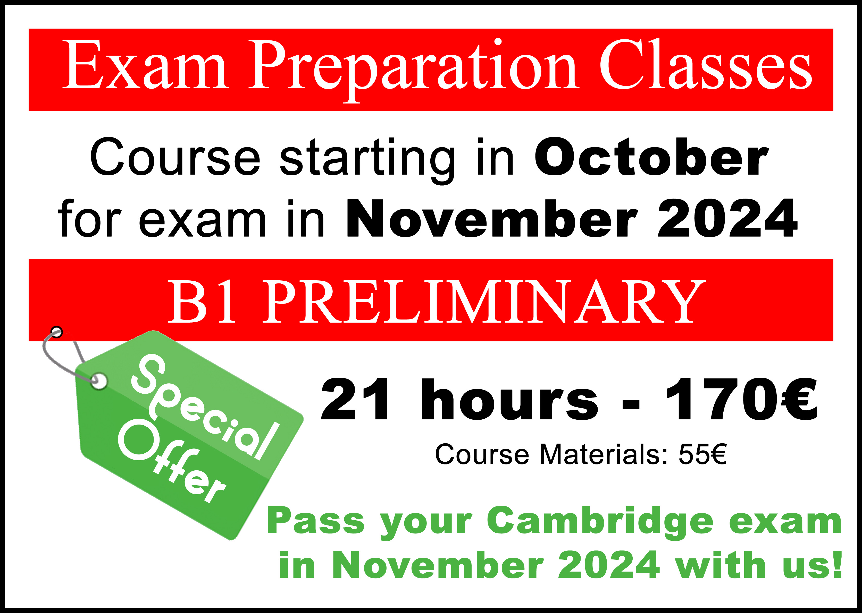 cursos de preparación para exámen B1 Preliminary
