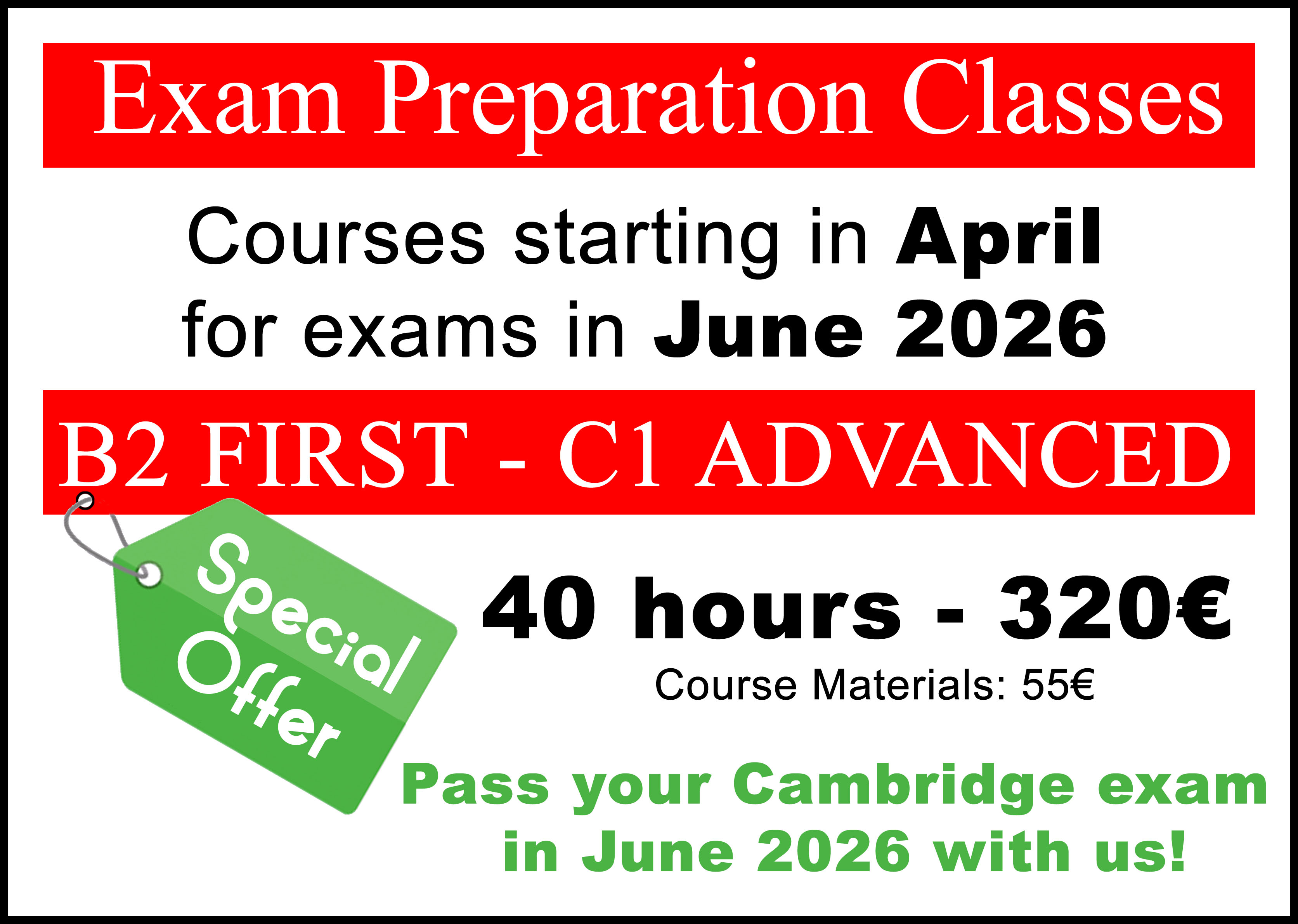 examposterjune2026 cursos de preparación para exámenes de Cambridge