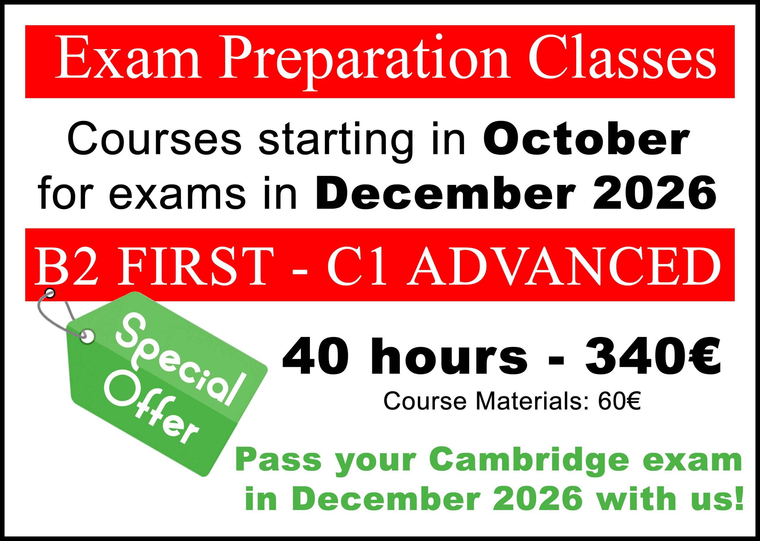 examposterdecember2026 cursos de preparación para exámenes de Cambridge
